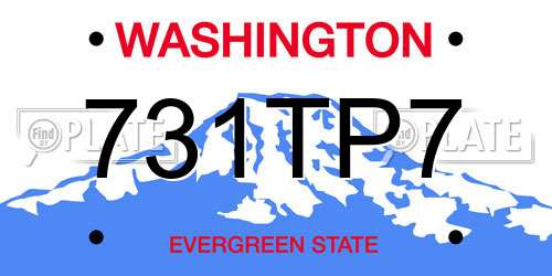 731TP7 Washington License Plate