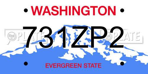 731ZP2 Washington License Plate
