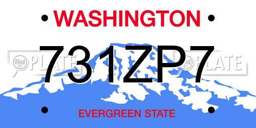731ZP7 Washington License Plate