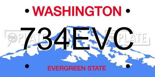 734EVC Washington License Plate
