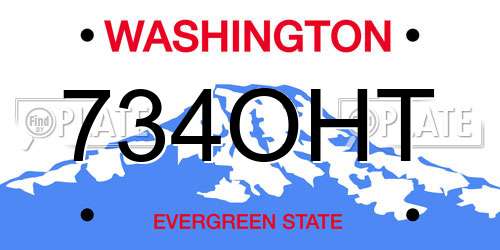 734OHT Washington License Plate