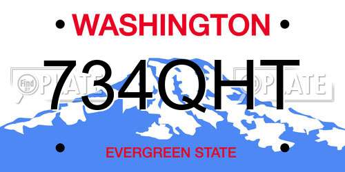 734QHT Washington License Plate