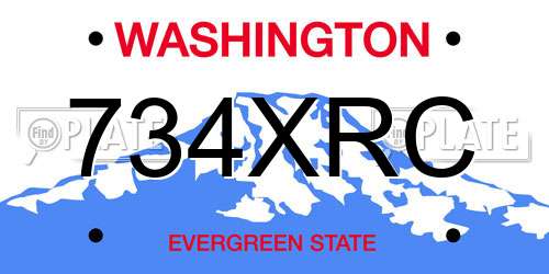 734XRC Washington License Plate
