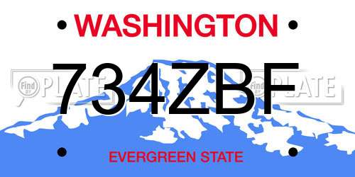 734ZBF Washington License Plate