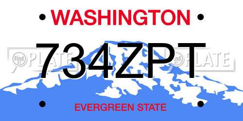 734ZPT Washington License Plate