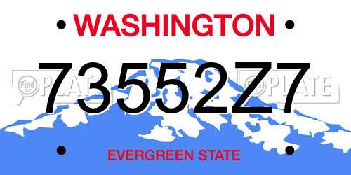73552Z7 Washington License Plate