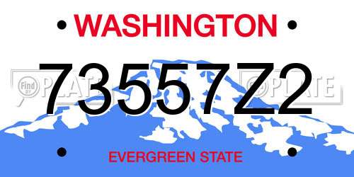 73557Z2 Washington License Plate