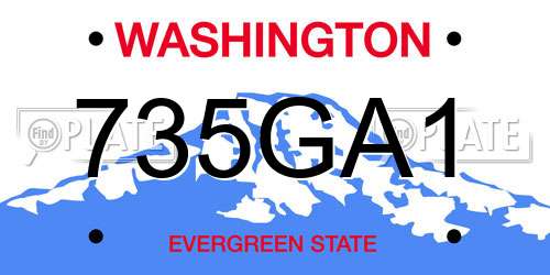 735GA1 Washington License Plate