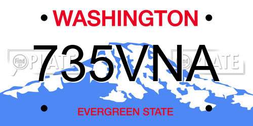 735VNA Washington License Plate