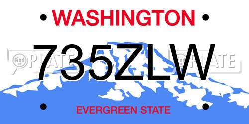 735ZLW Washington License Plate