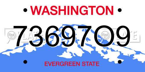 73697O9 Washington License Plate