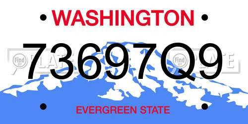 73697Q9 Washington License Plate