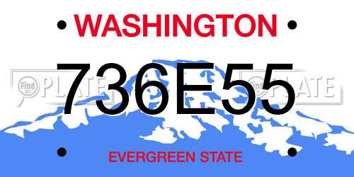 736E55 Washington License Plate