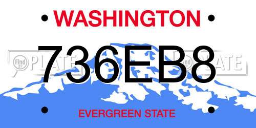 736EB8 Washington License Plate