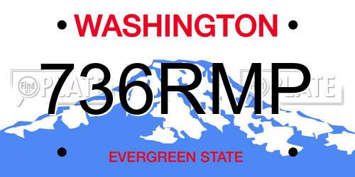736RMP Washington License Plate