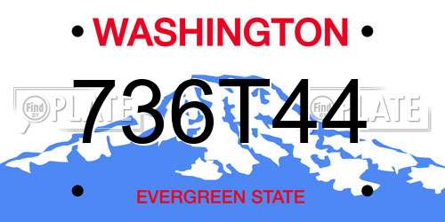 736T44 Washington License Plate