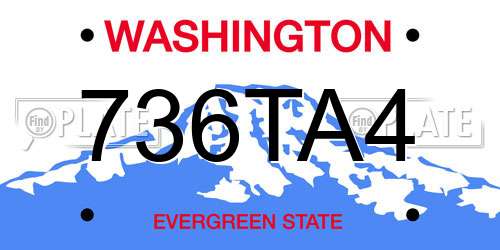 736TA4 Washington License Plate