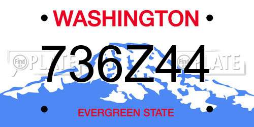 736Z44 Washington License Plate