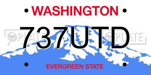 737UTD Washington License Plate