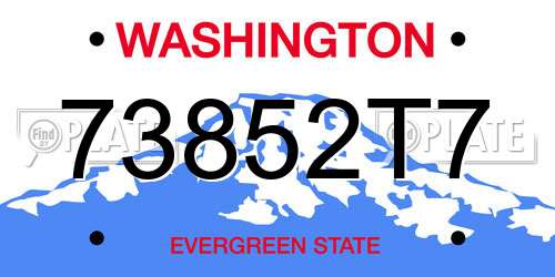 73852T7 Washington License Plate