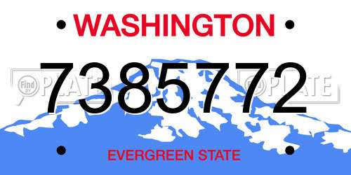 7385772 Washington License Plate