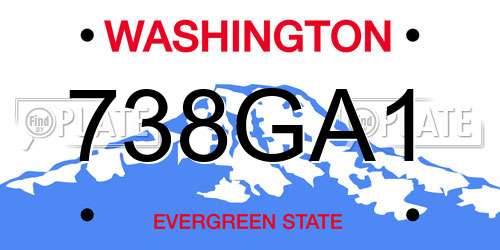 738GA1 Washington License Plate