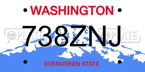 738ZNJ Washington License Plate