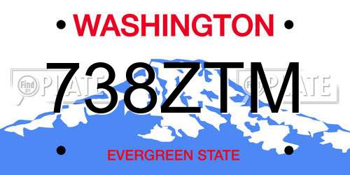 738ZTM Washington License Plate