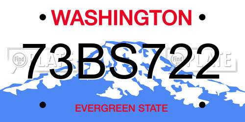 73BS722 Washington License Plate