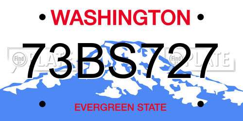 73BS727 Washington License Plate