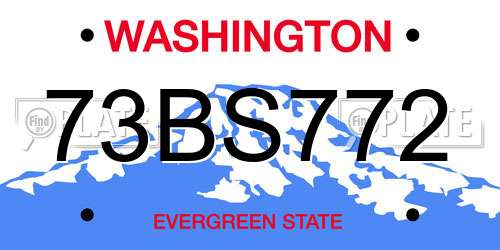 73BS772 Washington License Plate