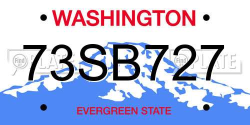 73SB727 Washington License Plate