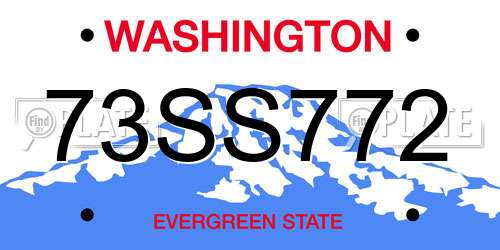 73SS772 Washington License Plate
