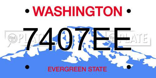 7407EE Washington License Plate