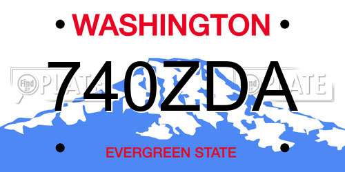740ZDA Washington License Plate