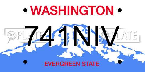 741NIV Washington License Plate