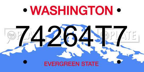 74264T7 Washington License Plate