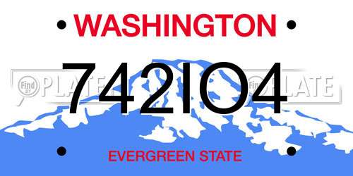 742IO4 Washington License Plate