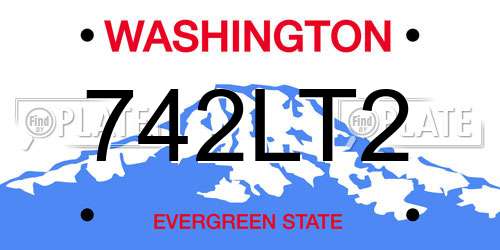 742LT2 Washington License Plate