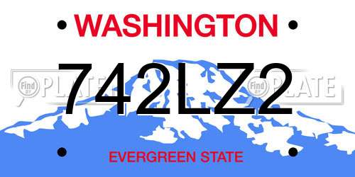 742LZ2 Washington License Plate