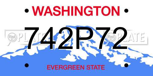 742P72 Washington License Plate