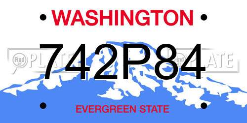 742P84 Washington License Plate