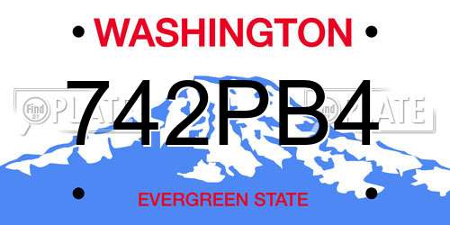 742PB4 Washington License Plate