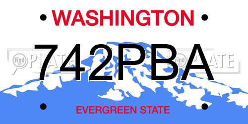 742PBA Washington License Plate