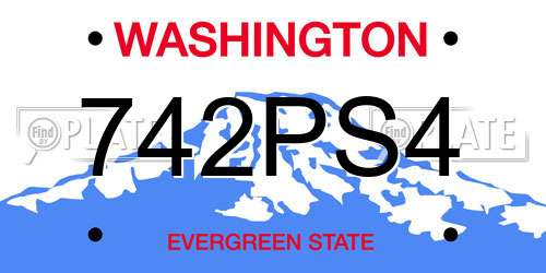 742PS4 Washington License Plate