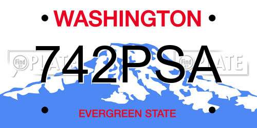 742PSA Washington License Plate