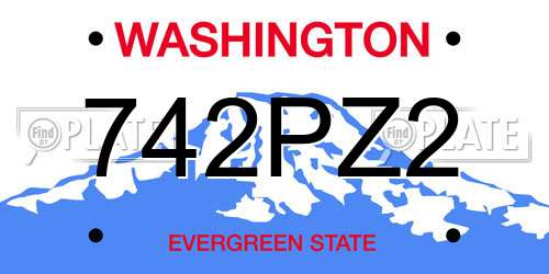 742PZ2 Washington License Plate
