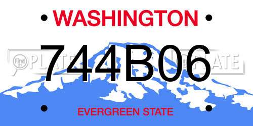 744B06 Washington License Plate
