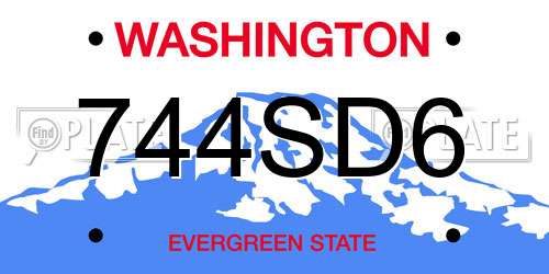 744SD6 Washington License Plate