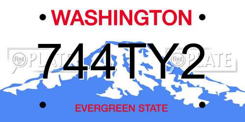 744TY2 Washington License Plate